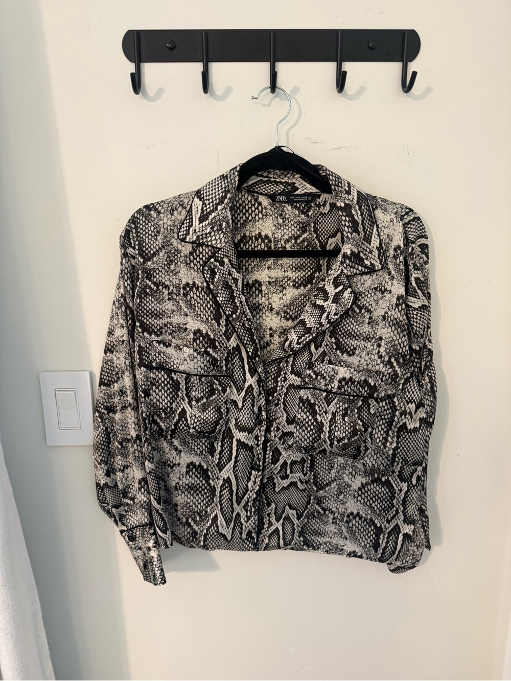 Zara Monochrome Snake-Print Blouse Jacket